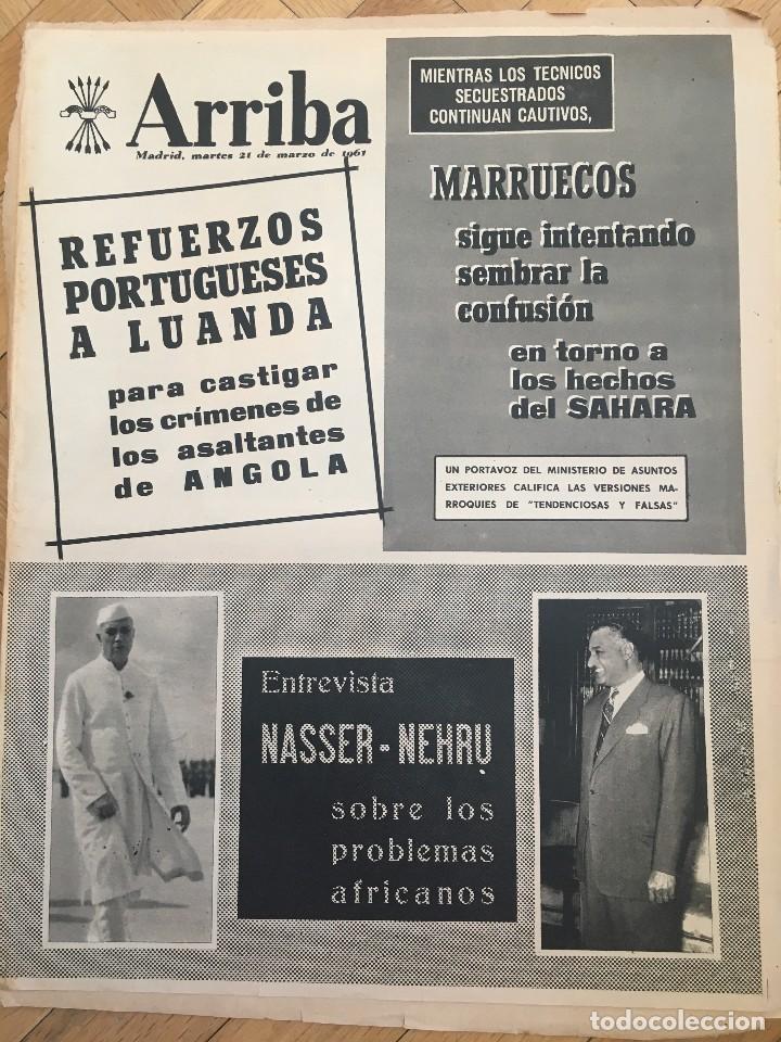 Coleccionismo de revistas y peri&oacute;dicos: ARRIBA (21-3-61) MARRUECOS LUANDA ANGOLA FALLA GANADORA COLEGIO MAYOR JOSE MIGUEL GUITARTE