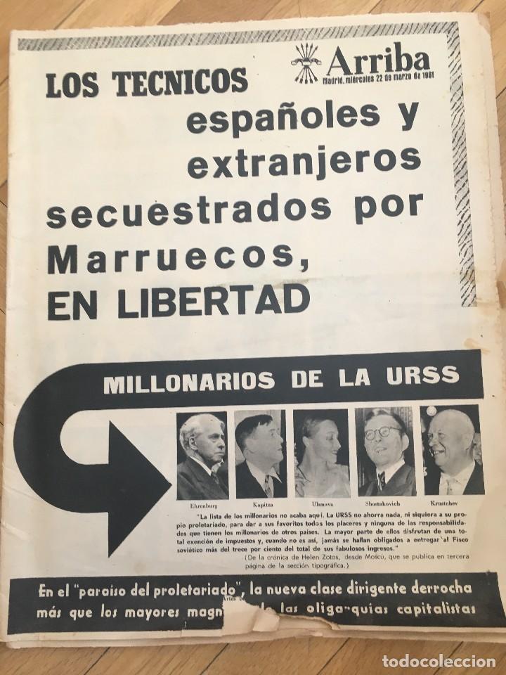 Coleccionismo de revistas y peri&oacute;dicos: ARRIBA (22-3-61) URSS MARRUECOS SE CASO LA CHUNGA EN AVILA ALCAZAR DE TOLEDO OPERACION MERCURY