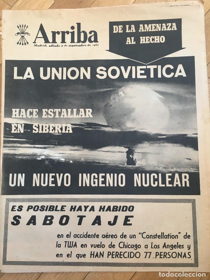 Coleccionismo de revistas y peri&oacute;dicos: ARRIBA (2-9-61) UNION SOVIETICA SIBERIA NUCLEAR MANOLETE EN EL CINE REAL MADRID SEVILLA EMPIEZA LIGA