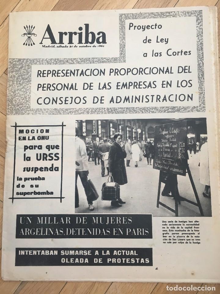 Coleccionismo de revistas y peri&oacute;dicos: ARRIBA (21-10-61) URSS VACUNA POLIO EXPOSICION AUTOMOVIL EN LONDRES PUSKAS PIONEER MUSE