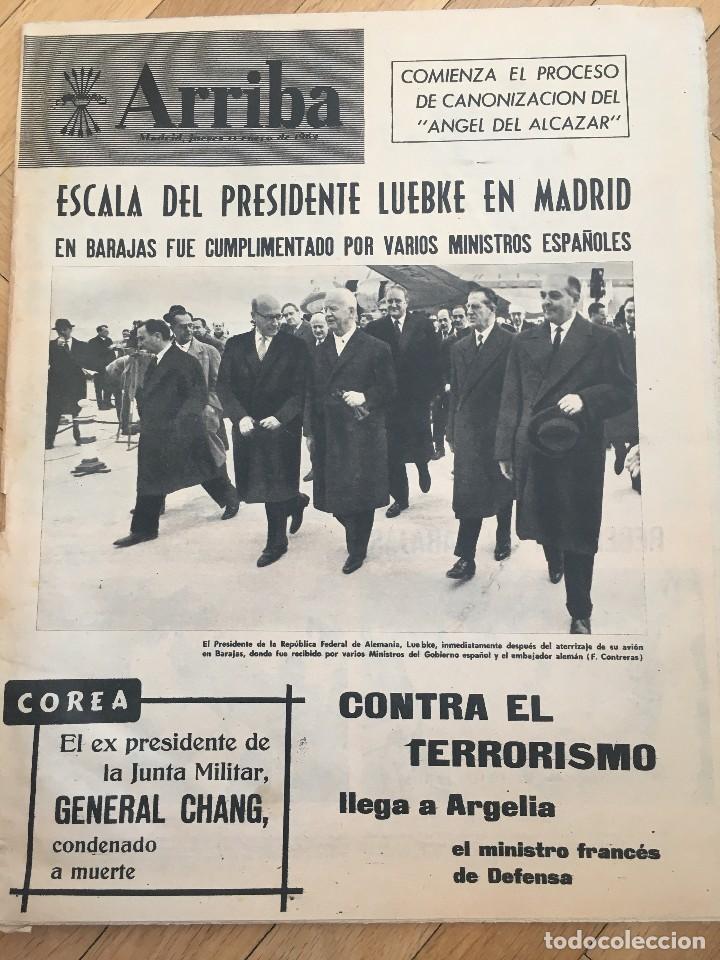 Coleccionismo de Revistas y Peri&oacute;dicos: ARRIBA(11-1-61)LUEBKE MAYALDE GLORIETA SAN BERNARDO BILBAO ESPA&Ntilde;A RUMANIA LOLA FLORES CARMEN SEVILLA