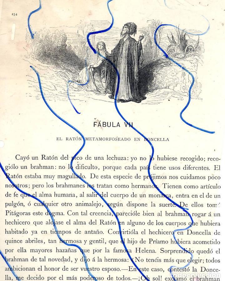 Coleccionismo de Revistas y Peri&oacute;dicos: EL RATON CAMBIADO EN DONCELLA 1885 FABULA DE LA FONTAINE ILUST. GUSTAVO DOR&Eacute; HOJA LIBRO
