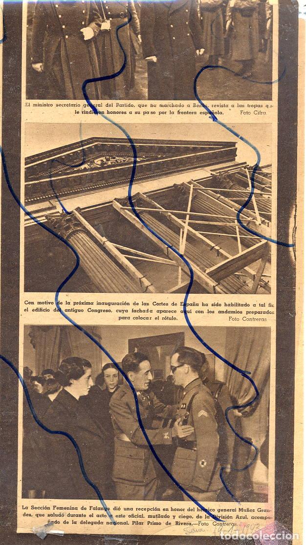 Coleccionismo de Revistas y Peri&oacute;dicos: DIVISION AZUL 1943 HOMENAJE  A MU&Ntilde;OZ GRANDE SALUDA A OFICIAL MUTILADO Y CIEGO  HOJA REVISTA