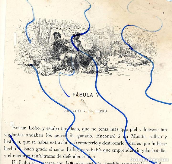 Colecionismo de Revistas e Jornais: FABULA 1885 LA FONTAINE  EL LOBO Y EL PERRO   ILUST. G.DORE HOJA LIBRO