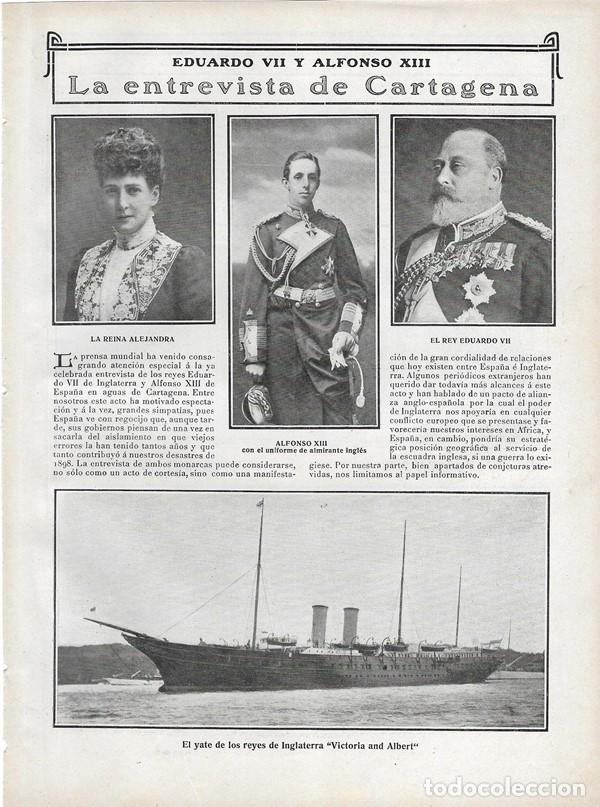 Colecionismo de Revistas e Jornais: 1907 HOJA REVISTA MURCIA CARTAGENA YATE VICTORIA AND ALBERT ENTREVISTA REY ALFONSO XIII EDUARDO VII