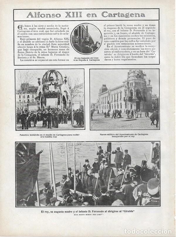 Collectionnisme de Revues et Journaux: 1907 HOJA REVISTA MURCIA CARTAGENA REY ALFONSO XIII INAUGURACI&Oacute;N AYUNTAMIENTO REINA MAR&Iacute;A CRISTINA