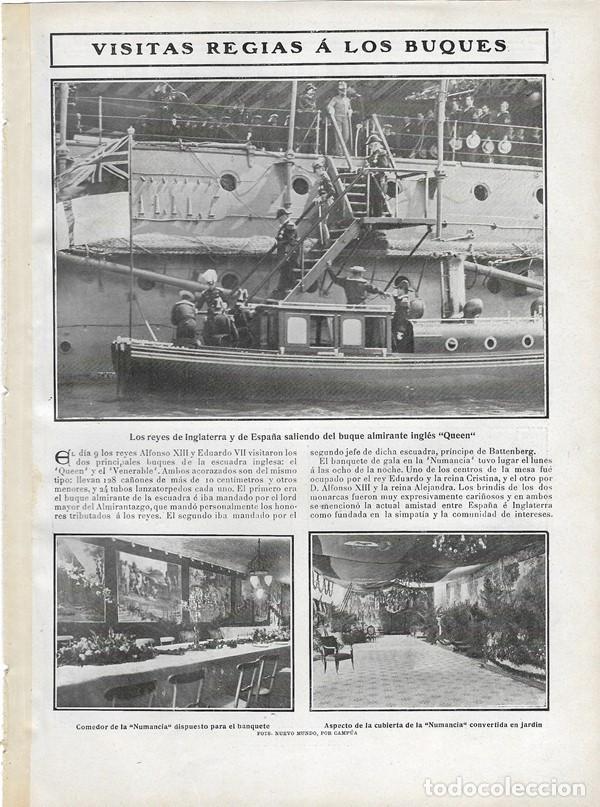 Collectionnisme de Revues et Journaux: 1907 HOJA REVISTA MURCIA CARTAGENA REY ALFONSO XIII EDUARDO VII VISITA BUQUES QUEEN NUMANCIA