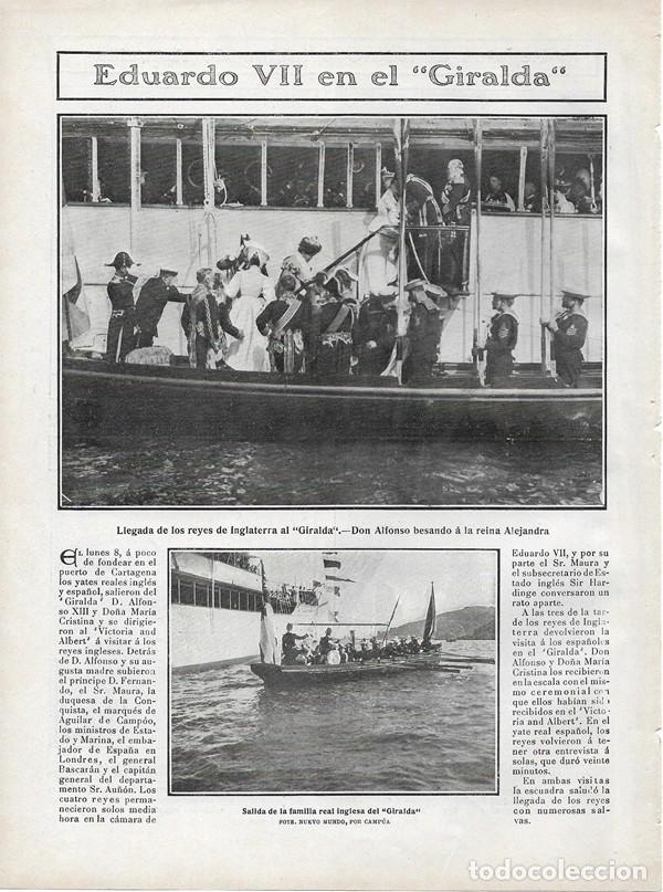 Collectionnisme de Revues et Journaux: 1907 HOJA REVISTA MURCIA CARTAGENA YATE REAL GIRALDA REY ALFONSO XIII EDUARDO VII DE INGLATERRA BOTE