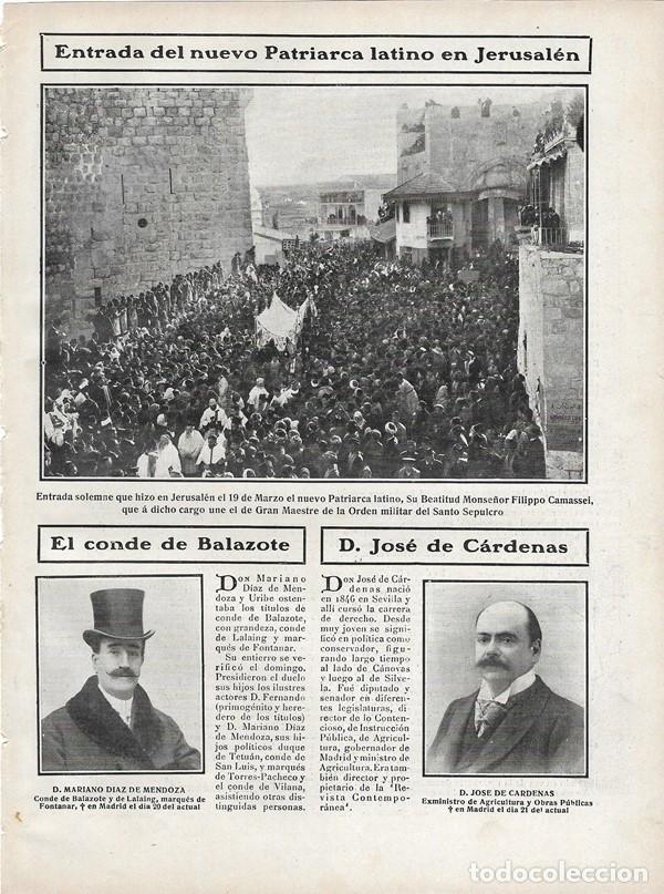 Colecionismo de Revistas e Jornais: 1907 HOJA REVISTA FALLECIMIENTOS JOS&Eacute; DE C&Aacute;RDENAS - CONDE BALAZOTE Y LALAING MARIANO D&Iacute;AZ DE MENDOZA