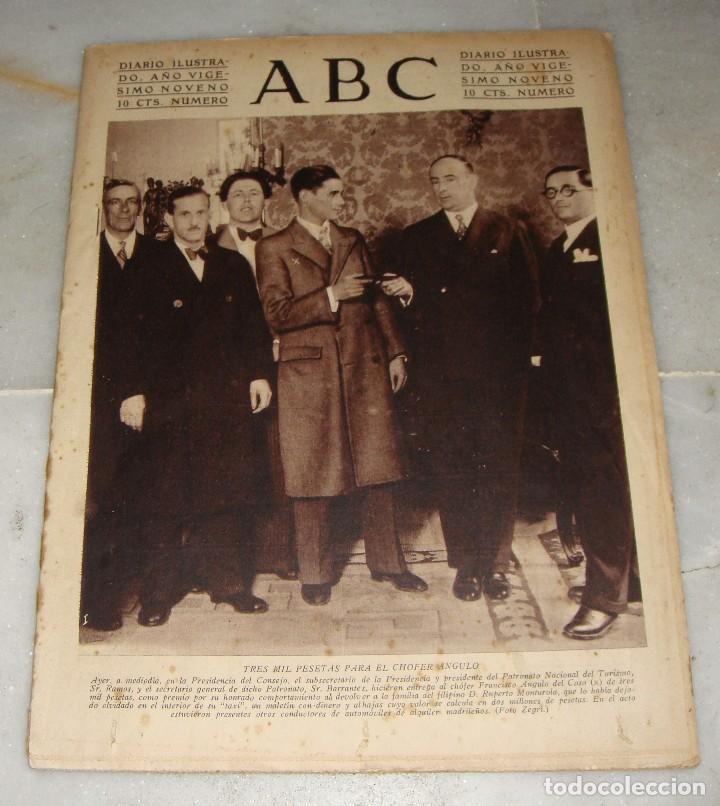 Coleccionismo de Revistas y Peri&oacute;dicos: Diario Ilustrado ABC. 1933. Portada: tres mil pesetas para el chofer Angulo.
