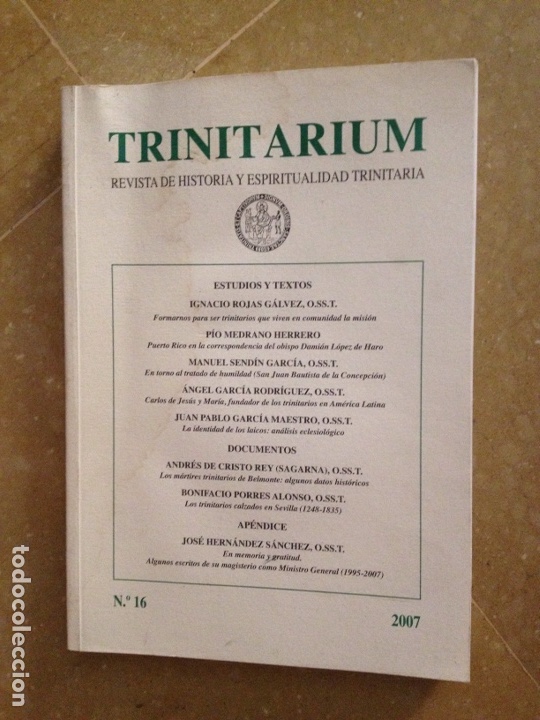 Colecionismo de Revistas e Jornais: Trinitarium. Revista de historia y espiritualidad trinitaria. N 16 A&ntilde;o 2007