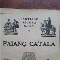 Coleccionismo de Revistas y Periódicos: FAIANÇ CATALA SANTIAGO SEGURA BARCELONA MARBRES BOMBONERES BRONZES PERFUMERIA HOJA AÑO 1915