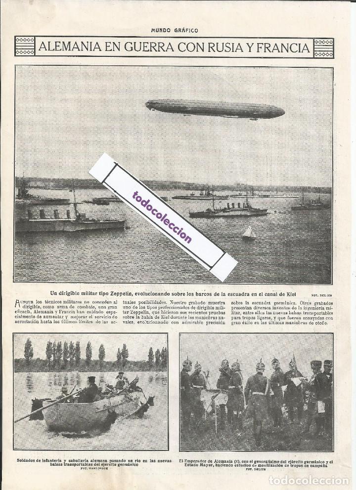 Coleccionismo de Revistas y Peri&oacute;dicos: EL DIRIGIBLE ZEPPELIN 1914 - ALEMANIA EN GUERRA CON RUSIA Y FRANCIA, HOJA REVISTA