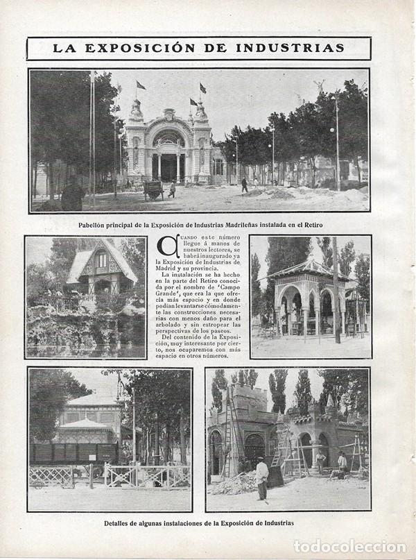 Collezionismo di Riviste e Giornali: 1907 HOJA REVISTA MADRID PARQUE DEL RETIRO CAMPO GRANDE EXPOSICI&Oacute;N DE INDUSTRIAS MADRILE&Ntilde;AS