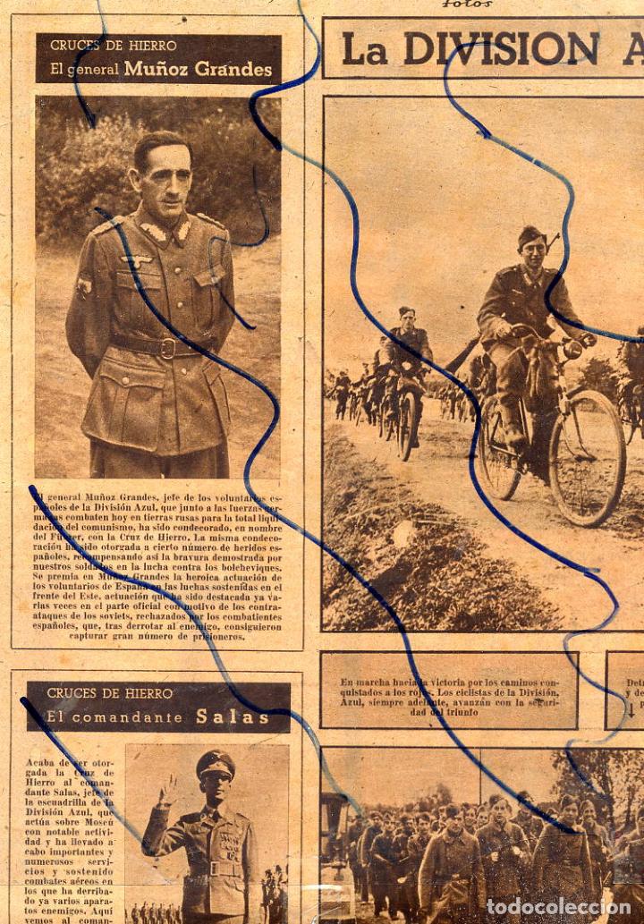 Coleccionismo de Revistas y Peri&oacute;dicos: DIVISION AZUL 1941 MU&Ntilde;OZ GRANDES Y COMANDANTE SALAS  2 HOJAS REVISTA