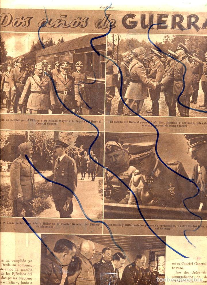 Collectionnisme de Revues et Journaux: MUSSOLINI Y HITLER 1941 2 A&Ntilde;OS DE GUERRA  HOJA REVISTA