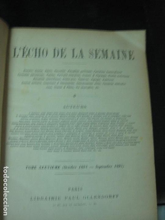 Sammeln von Zeitschriften und Zeitungen: L'ECHO DE LA SEMAINE. TOME NEUVIEME. 7 OCTOBRE 1894 (N&ordm; 314) - 29 SEPTEMBRE 1895 (N&ordm; 365). ENCUADERN