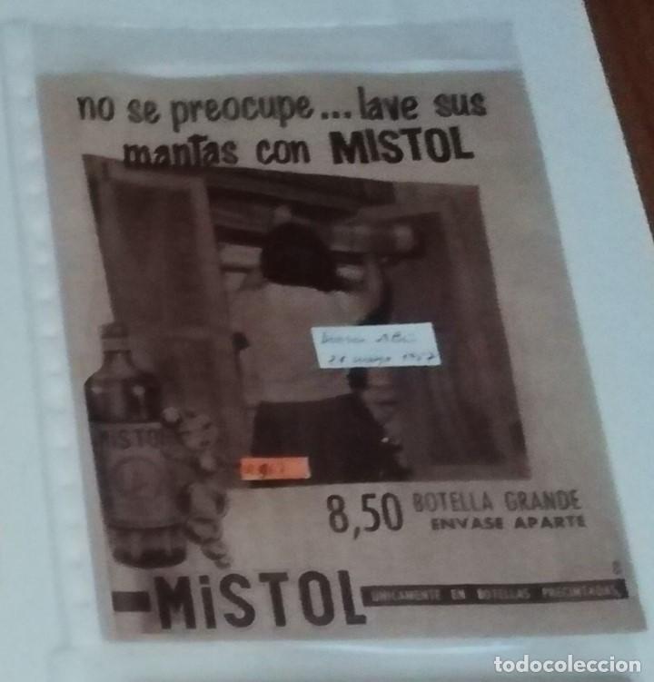 Coleccionismo de Revistas y Peri&oacute;dicos: Anuncio de detergente l&iacute;quido Mistol de 1957 en recorte (R3967) 1 p&aacute;gina diario ABC de ese a&ntilde;o