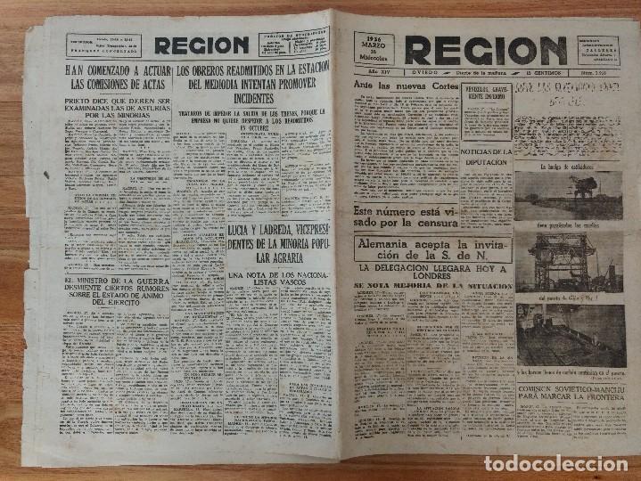 Coleccionismo de Revistas y Peri&oacute;dicos: Diario La Regi&oacute;n Oviedo marzo 1936 huelga estibadores, olimpiada alemana, Carranza, Martinez Barrio.