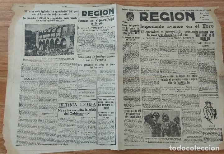 Coleccionismo de Revistas y Peri&oacute;dicos: Diario La Regi&oacute;n Oviedo agosto 1938 Guerra Civil, Frente del Ebro. Iglesias destruidas en el levante