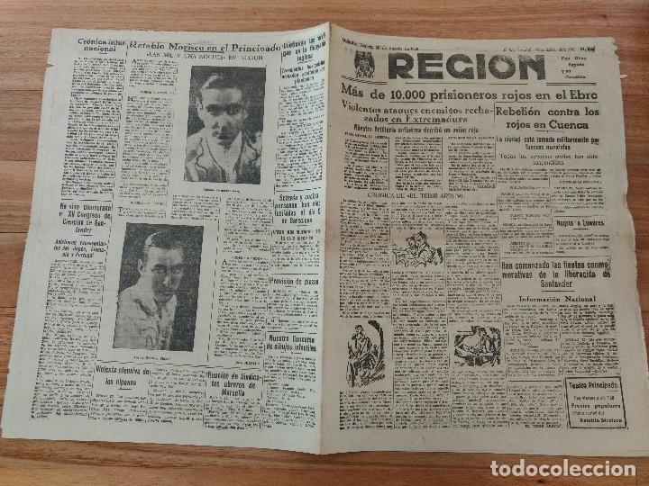 Coleccionismo de Revistas y Peri&oacute;dicos: Diario La Regi&oacute;n Oviedo agosto 1938 Guerra Civil, prisioneros rojo frente del Ebro, consejos Guerra