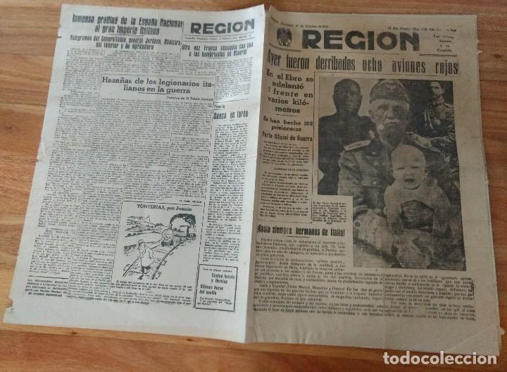 Coleccionismo de Revistas y Peri&oacute;dicos: Diario La Regi&oacute;n Oviedo octubre 1938 Guerra Civil Frente del Ebro, General Aranda, Mart&iacute;n Alonso