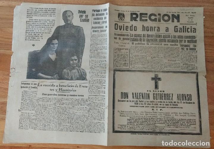 Coleccionismo de Revistas y Peri&oacute;dicos: Diario La Regi&oacute;n Oviedo octubre 1938 Guerra Civil Galicia, hogar del herido, Coronel Ceano, etc