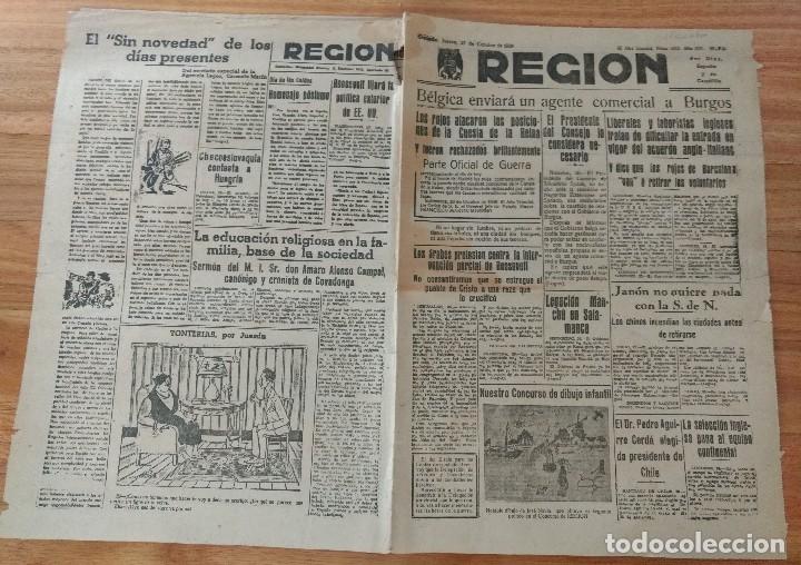 Coleccionismo de Revistas y Peri&oacute;dicos: Diario La Regi&oacute;n Oviedo octubre 1938 Guerra Civil parte oficial, Sierra Albarrac&iacute;n, etc