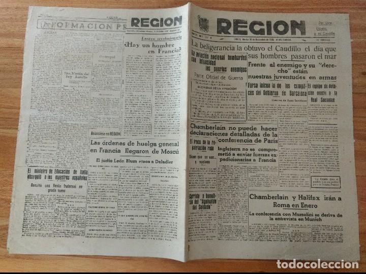 Coleccionismo de Revistas y Peri&oacute;dicos: Diario La Regi&oacute;n Oviedo noviembre 1938 Guerra Civil aviaci&oacute;n, soldados del 27