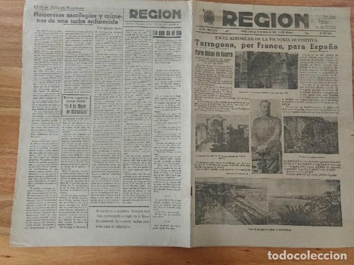 Coleccionismo de Revistas y Peri&oacute;dicos: Diario La Regi&oacute;n Oviedo enero 1939 Guerra Civil Tarragona, Conquista de Cervera, Reus,