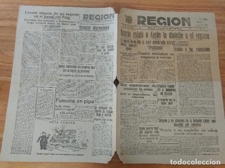 Coleccionismo de Revistas y Peri&oacute;dicos: Diario La Regi&oacute;n Oviedo febrero 1939 Guerra Civil, Aza&ntilde;a y Negrin, Roosevelt y Goya, Requete Puig