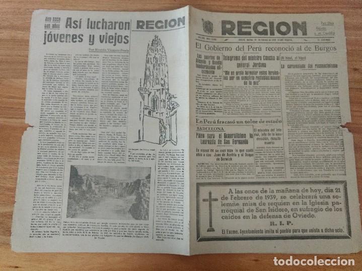 Coleccionismo de Revistas y Peri&oacute;dicos: Diario La Regi&oacute;n Oviedo febrero 1939 Guerra Civil, Laureada de San Fernando para Franco