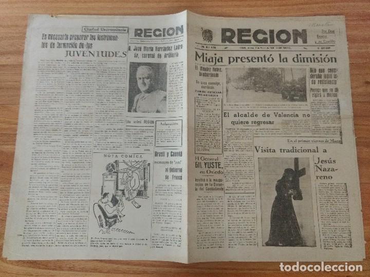 Coleccionismo de Revistas y Peri&oacute;dicos: Diario La Regi&oacute;n Oviedo marzo 1939 Guerra Civil, Miaja dimisi&oacute;n, General Gil Yuste, auxilio social