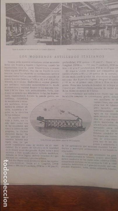 Coleccionismo de revistas y peri&oacute;dicos: LOS MODERNOS ASTILLEROS ITALIANOS SOCIETA ESERCIZIO BACINI RIVA TRIGOSO LE GRAZIE REVISTA &Ntilde;O 1922