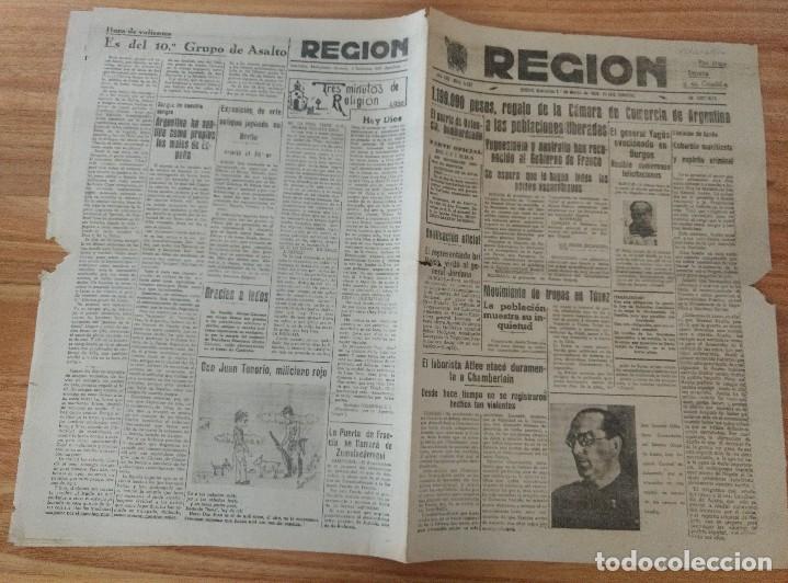 Coleccionismo de Revistas y Peri&oacute;dicos: Diario La Regi&oacute;n Oviedo marzo 1939 Guerra Civil, Gerardo Caballero, General Yag&uuml;e, Aza&ntilde;a