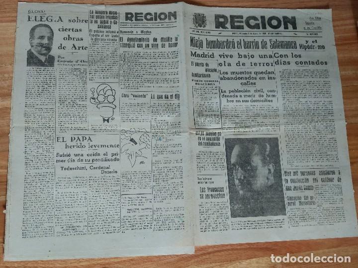 Coleccionismo de Revistas y Peri&oacute;dicos: Diario la Regi&oacute;n Oviedo Marzo 1939 Miaja bombardea el barrio de Salamanca, alzamiento nacional