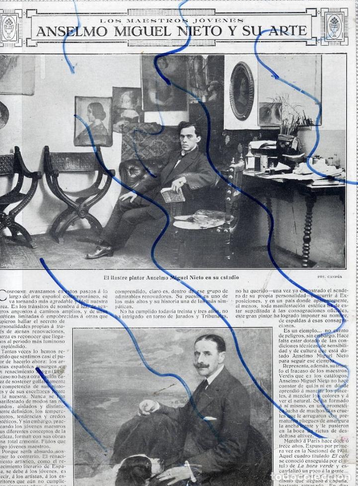 Sammeln von Zeitschriften und Zeitungen: ANSELMO MIGUEL NIETO 1914  PINTOR 2 HOJAS REVISTA