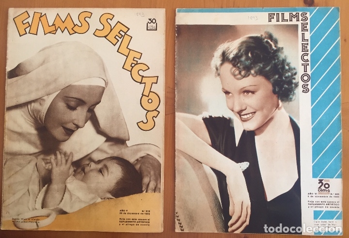 Sammeln von Zeitschriften und Zeitungen: CINE-   REVISTA   FILMS SELECTOS-  BARCELONA-  DOS EJEMPLARES   NUMEROS  219 Y 263     A&Ntilde;O 1.934- 35