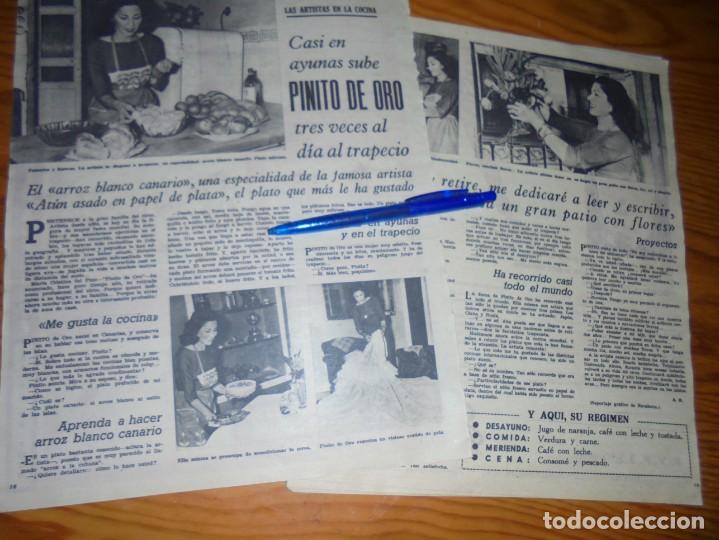 Coleccionismo de revistas y peri&oacute;dicos: RECORTE PRENSA :  ARTISTAS EN LA COCINA : PINITO DE ORO. AMA, JUNIO 1960