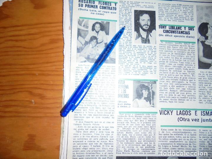 Coleccionismo de revistas y peri&oacute;dicos: RECORTE PRENSA : ROSARIO FLORES, PRIMER CONTRATO. LOLA FLORES. HOLA, ENERO 1975