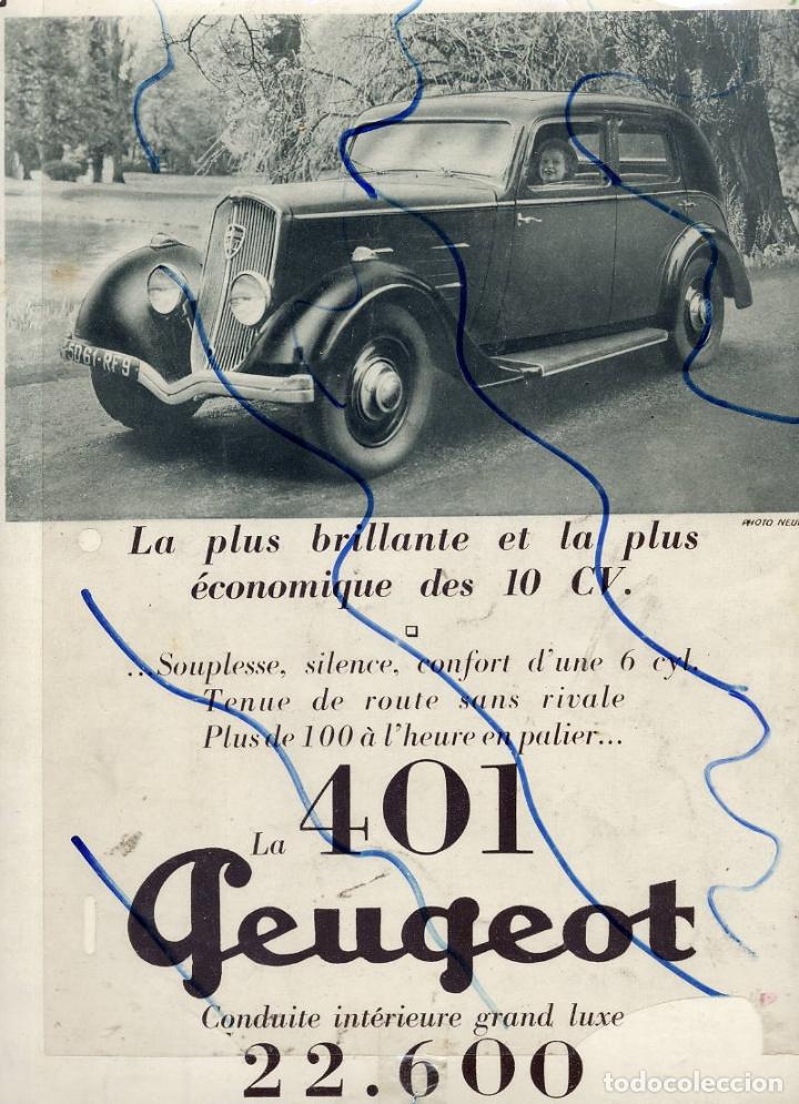 Coleccionismo de Revistas y Peri&oacute;dicos: AUTOMOVILES 1934  PEUGEOT  401   HOJA REVISTA