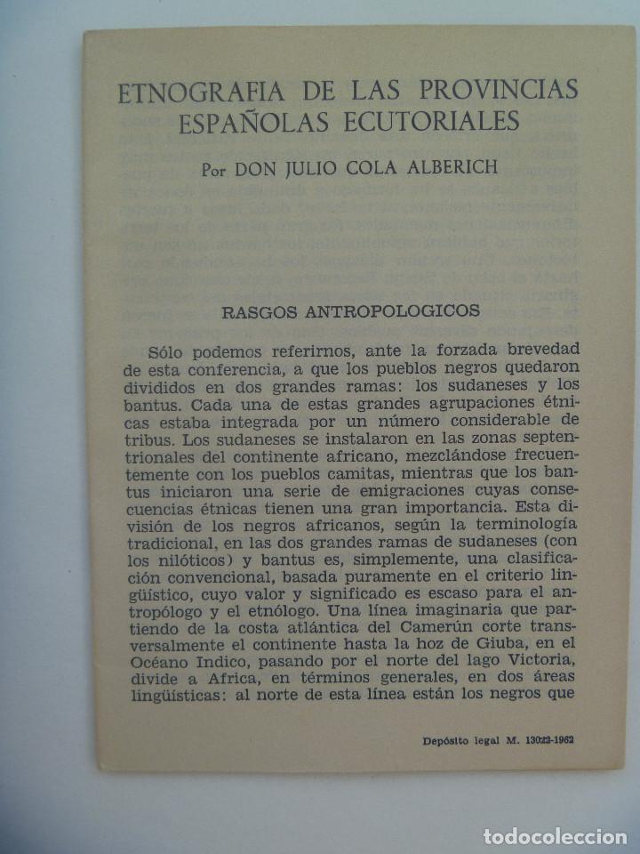 Coleccionismo de revistas y peri&oacute;dicos: PEQUE PUBLICACION COLONIAS: ETNOGRAFIA DE LAS PROVINCIAS ESPA&Ntilde;OLAS ECUATORIALES . 1962