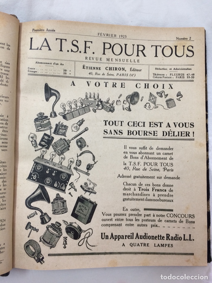 Coleccionismo de revistas y peri&oacute;dicos: LA T. S. F. POUR TOUS 1925 9 REVISTAS ENCUADERNADAS TSF ANTIGUA REVISTA RADIO PROFESIONAL TOMO