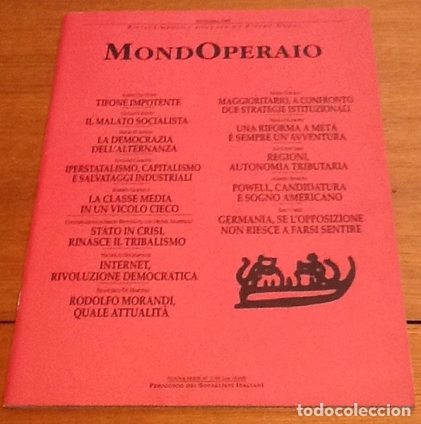 Collectionnisme de Revues et Journaux: Mondoperaio, 3, settembre1995. Italia. Revista fundada por Pietro Nenni