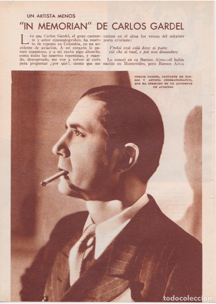 Coleccionismo de Revistas y Peri&oacute;dicos: * CINE * In memoriam de Carlos Gardel - 1935