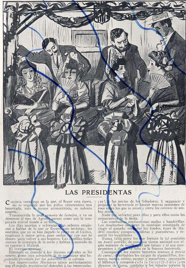 Coleccionismo de Revistas y Peri&oacute;dicos: SANCHA  1910  LAS PRESIDENTAS  ILUSTRACION HOJA HOJA REVISTA