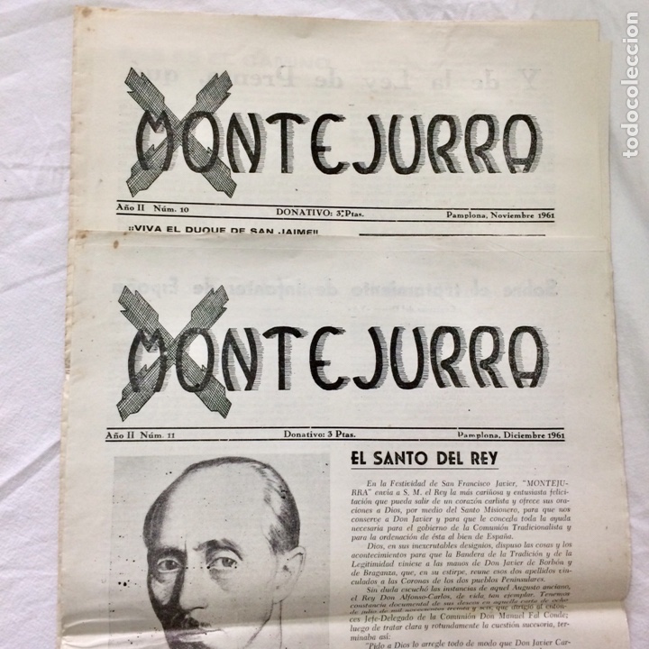 Coleccionismo de revistas y peri&oacute;dicos: 2 EJEMPLARES BOLETIN PERIODICO MONTEJURRA PAMPLONA NUM 10 Y 11 1961 CARLISTA DIOS PATRIA FUEROS