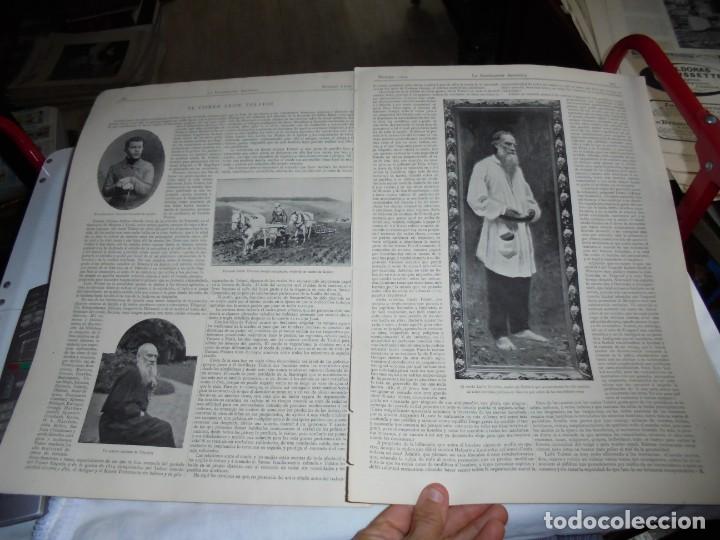 Coleccionismo de revistas y peri&oacute;dicos: EL CONDE LEON TOLSTOI.2 HOJAS DE REVISTA LA ILUSTRACION ARTISTICA 1901