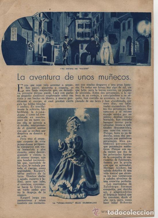 Collection Magazines and Newspapers: * MARIONETAS * T&Iacute;TERES * La aventura de unos mu&ntilde;ecos / Rafael Marquina- 1933