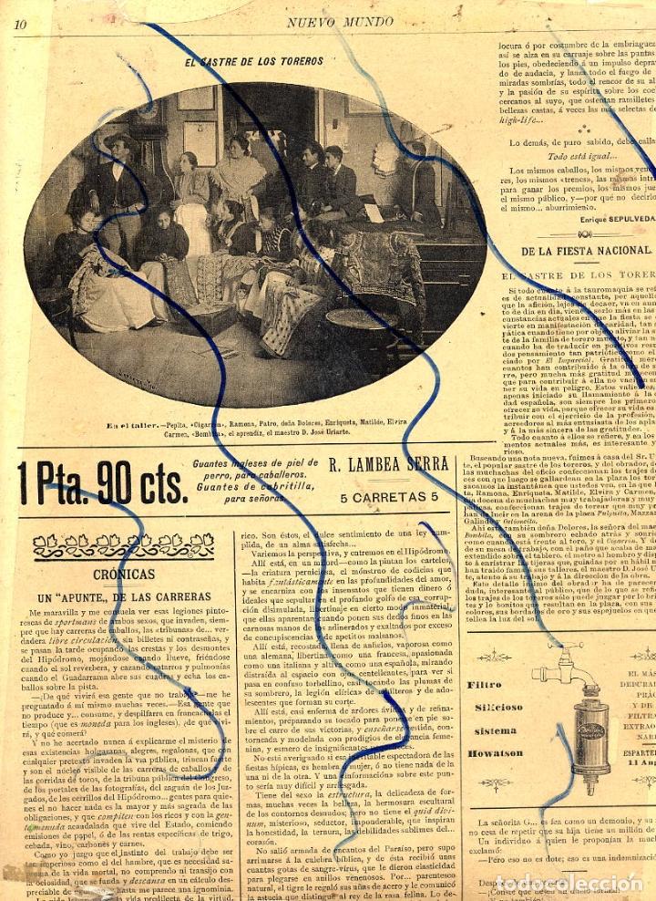 Sammeln von Zeitschriften und Zeitungen: TOROS 1896 EL SASTRE DE LOS TOREROS  CON BOMBITA CON SOMBRERO RETAL HOJA REVISTA